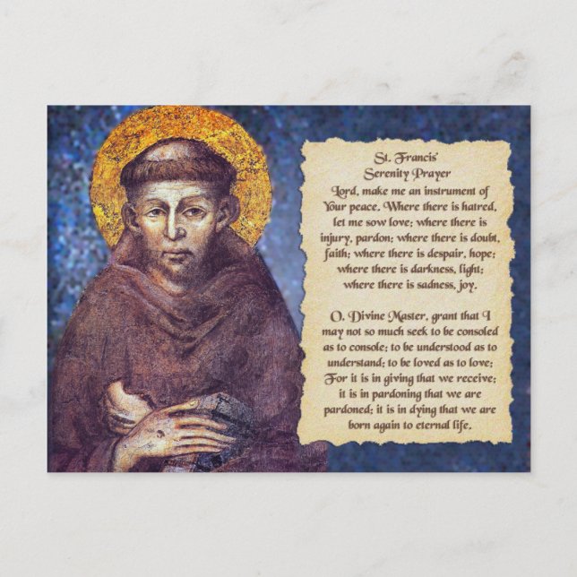 Postal Oración de la Serenidad de San Francisco (Anverso)