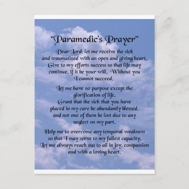 Postal oración de los paramédicos (Anverso)