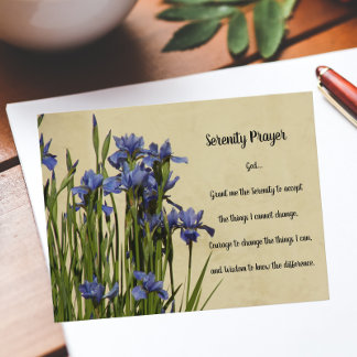 Postal Oración de Serenity Floral de Blue Irises