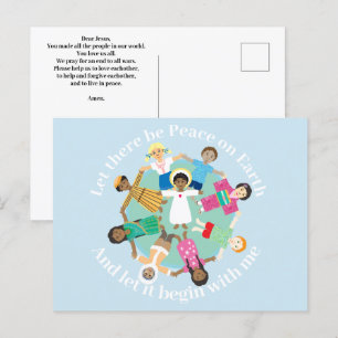 Postal Oración por la paz de Jesús y niños