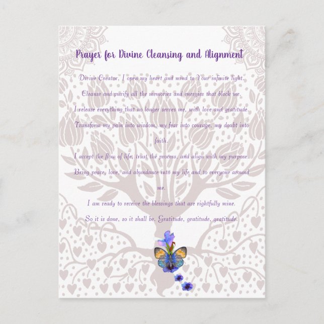 Postal Oración por limpieza y alineación divina (Anverso)