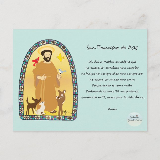 Postal Oración San Francisco de Asís (Anverso)