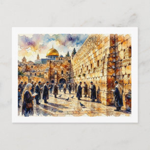 Postal Oraciones en el Muro Occidental,