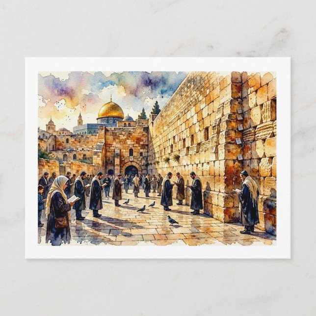 Postal Oraciones en el Muro Occidental,  (Anverso)