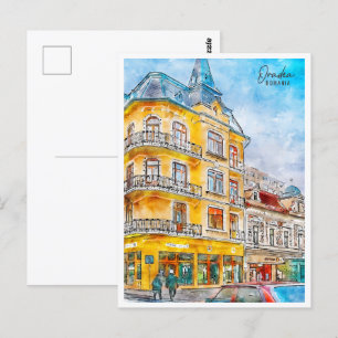 Postal Oradea Rumanía Travel Place Watercolor