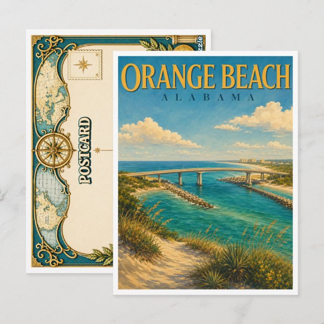 Postal Orange Beach Alabama Perdido Pass GeoSaga (Anverso / Reverso)