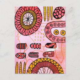 Postal Orange Coral Abstract Postcard