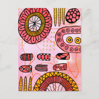 Postal Orange Coral Abstract Postcard