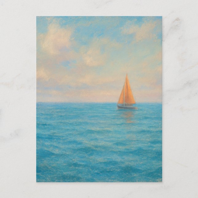 Postal Orange Sailboat Voyage - Pastel Painting Style Art (Anverso)