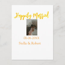 Orange yellow retro photo happily married couple