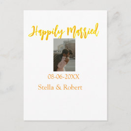Postal Orange yellow retro photo happily married couple