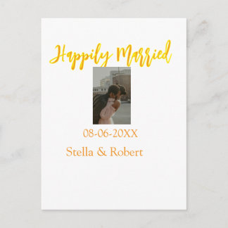 Postal Orange yellow retro photo happily married couple