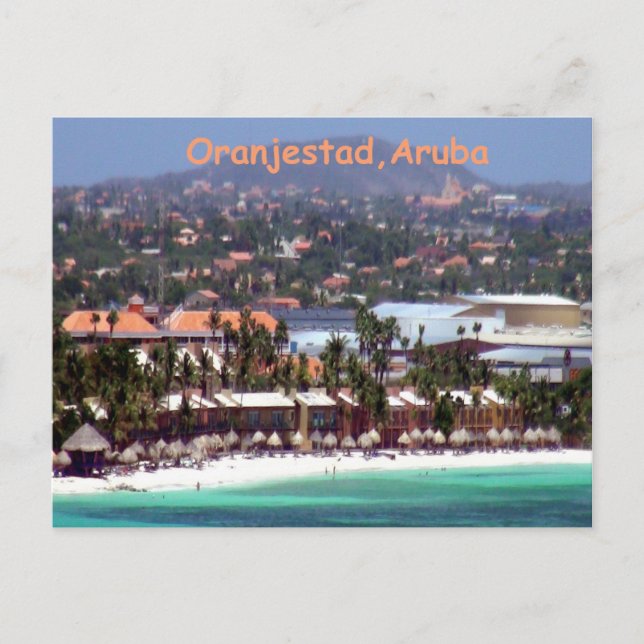 Postal Oranjestad, acuarela de Aruba (Anverso)