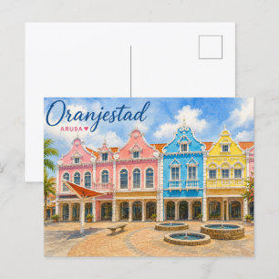 Postal Oranjestad Aruba Isla del Caribe Viaje Recuerdo