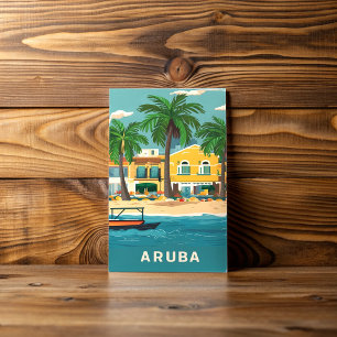 Postal Oranjestad, pintura acuática de Aruba