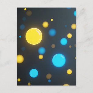 Postal Orbes brillantes azules y amarillos