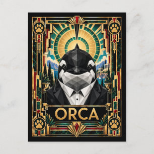 Postal Orca, Arte Deco Vida Silvestre