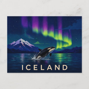 Postal Orca bajo la Aurora   Islandia icónica