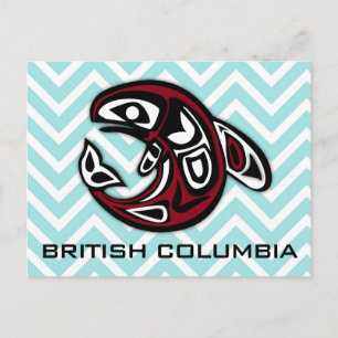 Postal Orca Ballena Totémica Tribal Náutica de Columbia B