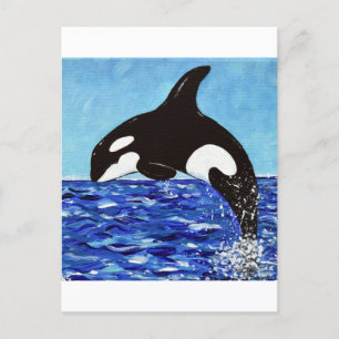 Postal Orca en la pintura azul