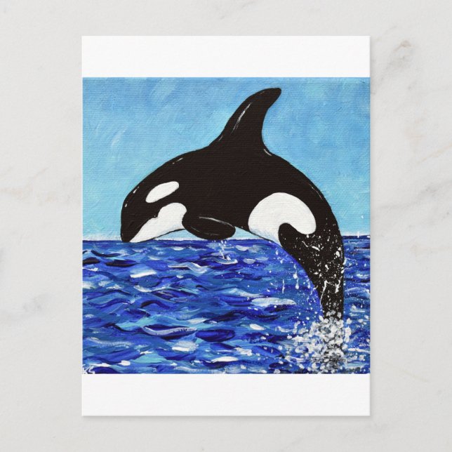 Postal Orca en la pintura azul (Anverso)