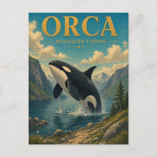 Postal Orca Fiordos del Norte Acuarela GeoSaga