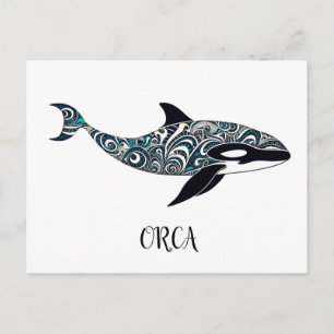 Postal Orca garabato mamífero ballena. -grande
