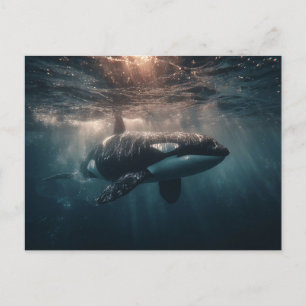 Postal Orca nadando en aguas profundas