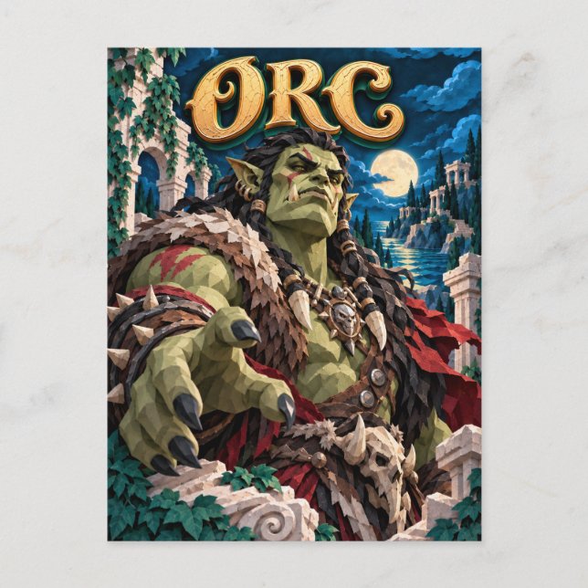 Postal Orco, Monstruo de Papel Cortado (Anverso)