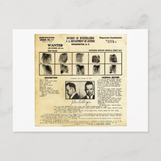 Postal Orden de identificación del DOJ 1217 John Dillinge