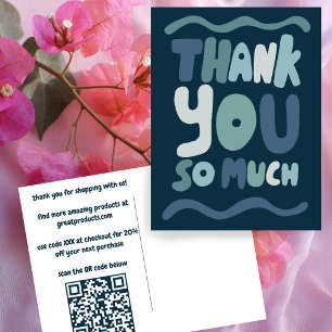 Postal Orden GRACIAS Azul Letra Burbuja Curva Código QR p
