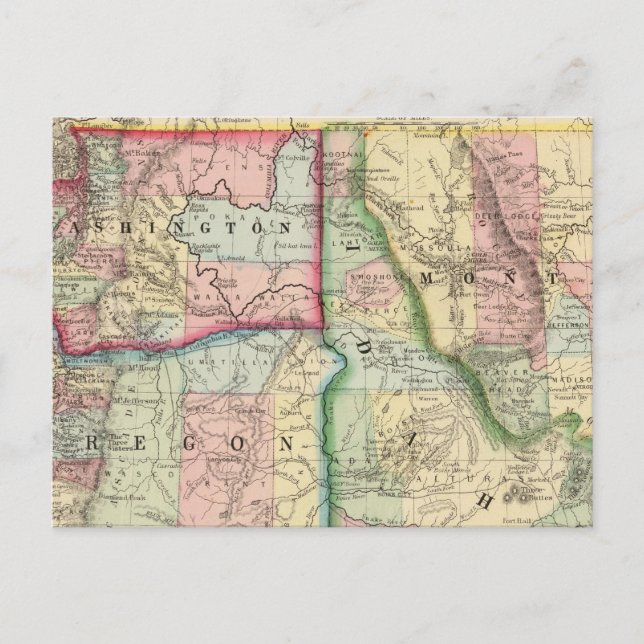 Postal Ore, Wash, Idaho, Mapa Mont de Mitchell (Anverso)