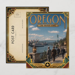 Postal Oregón Arte Deco Vintage Edad de Oro
