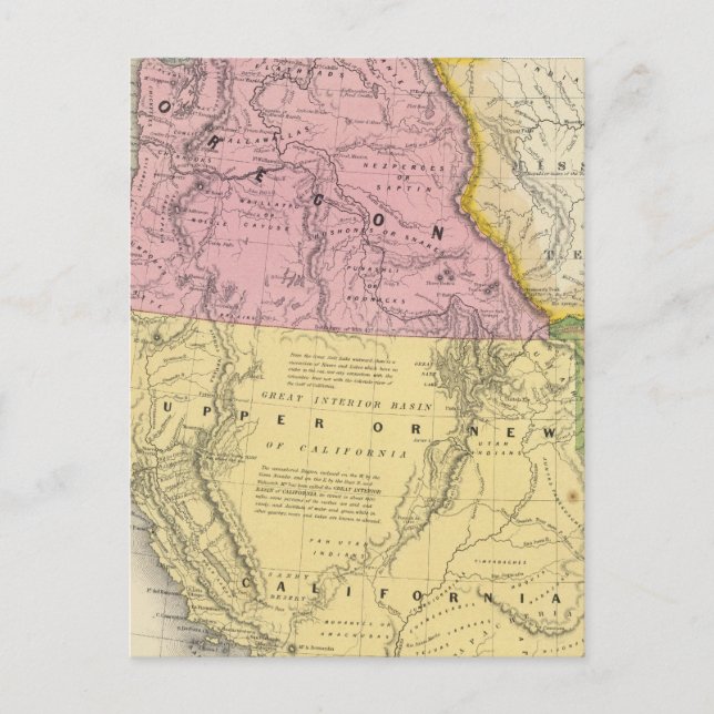 Postal Oregón, California Alta y Nuevo México (Anverso)
