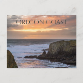 Postal Oregon Coast Yaquina Sunset Ocean Photo Souvenir