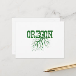 Postal Oregon con raíces de árbol verde con el arte del m