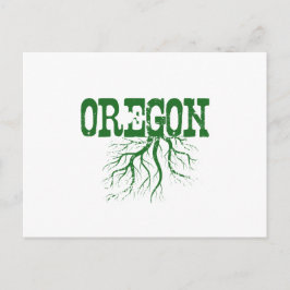 Postal Oregon con raíces de árbol verde con el arte del m