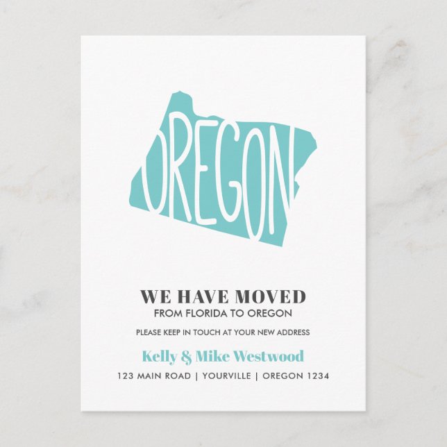 Postal OREGON Hemos movido la nueva dirección Nueva casa (Anverso)