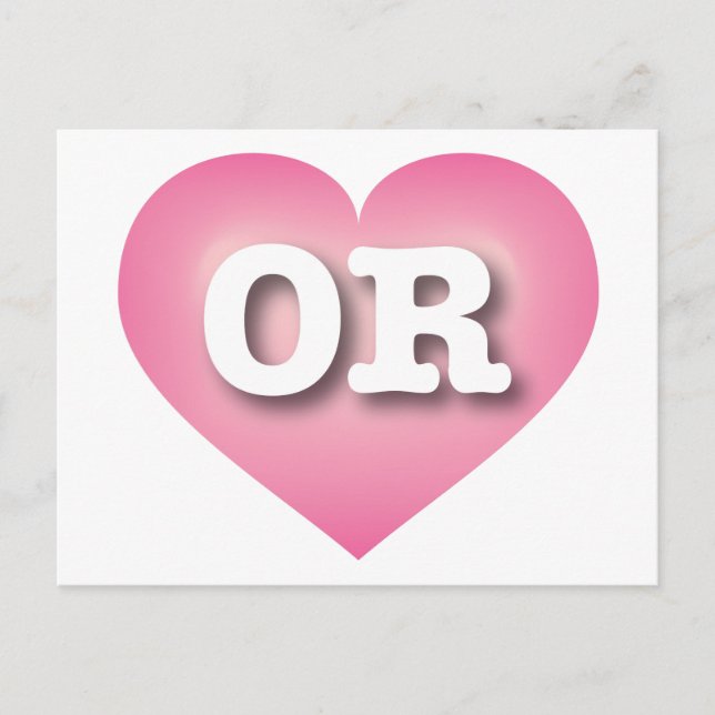 Postal Oregon Pink Fade Heart - Amo O (Anverso)