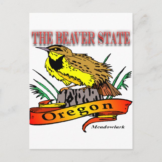 Postal Oregon The Beaver State Meadowlark (Anverso)