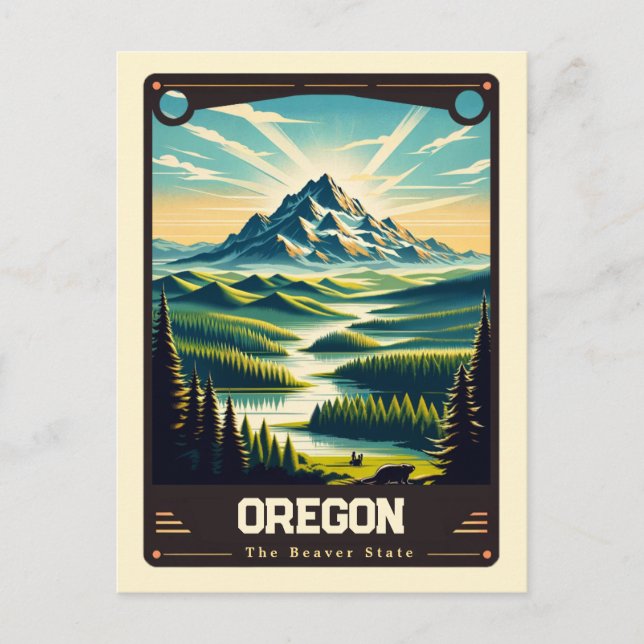 Postal Oregon | Vintage patriótico (Anverso)