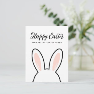 Postal Orejas de conejo minimalistas personalizadas Feliz