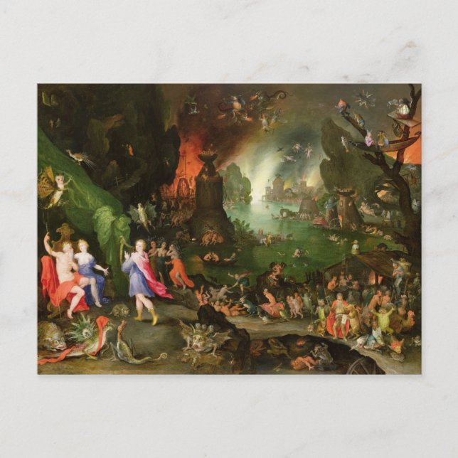 Postal Orfeo con arpa jugando a Plutón (Anverso)