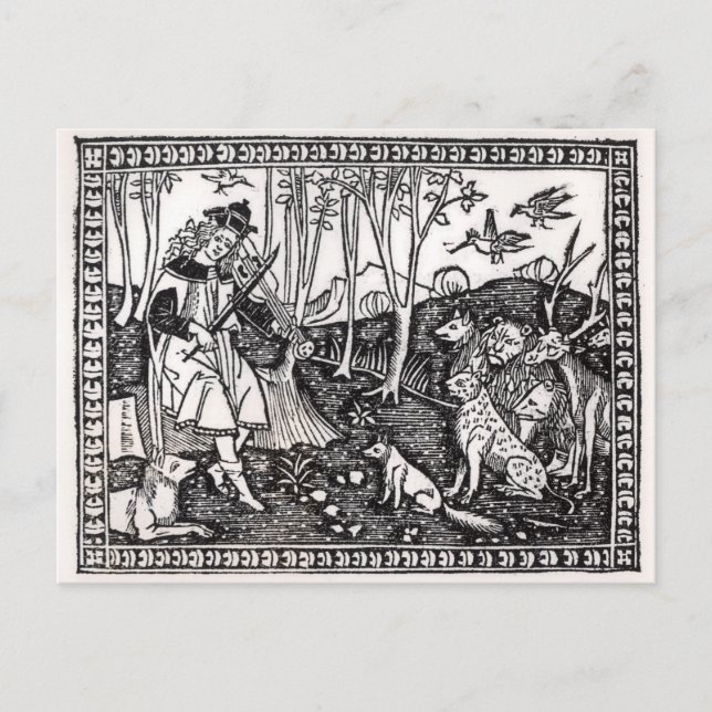 Postal Orfeos jugando a los animales, 1500 (Anverso)