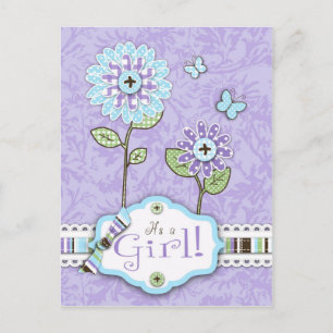 Postal Organza Flowers Postcard Lav