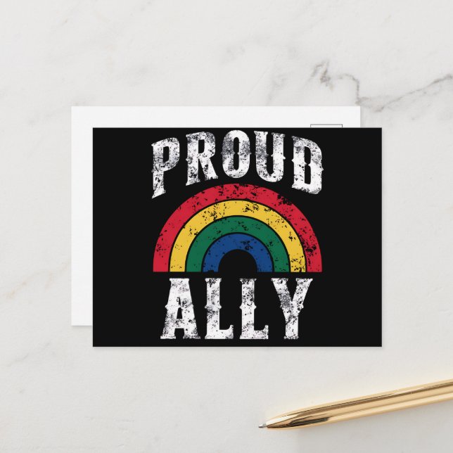 Postal Orgullo Arcoíris Aliado Orgulloso Lesbiana Orgullo (Anverso/Reverso In Situ)