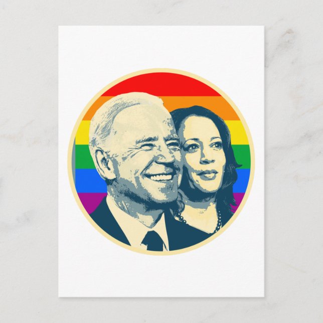 Postal Orgullo Arcoíris Biden Harris (Anverso)