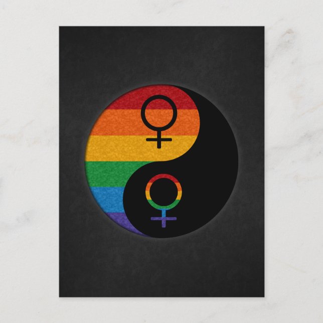 Postal Orgullo arcoiris de Yin y Yang (Anverso)