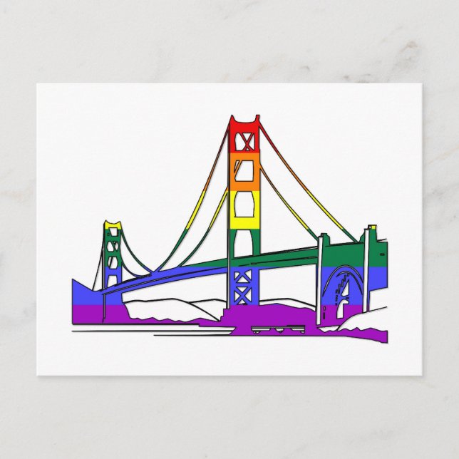 Postal Orgullo arcoiris del puente Golden Gate (Anverso)