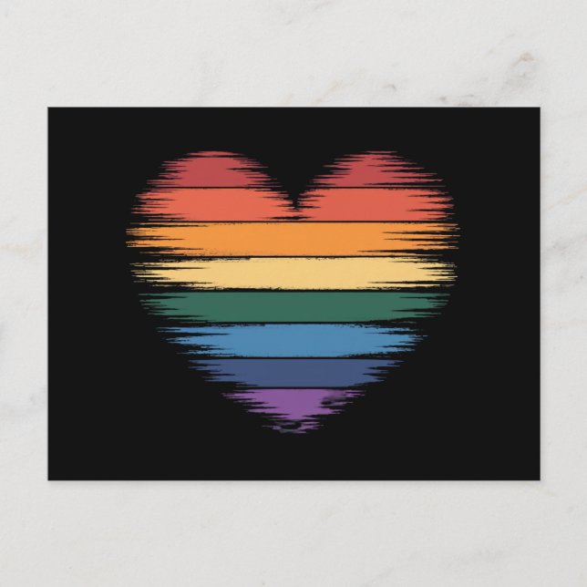 Postal Orgullo Arcoíris Estampado Corazón LGBT Orgullo Ga (Anverso)